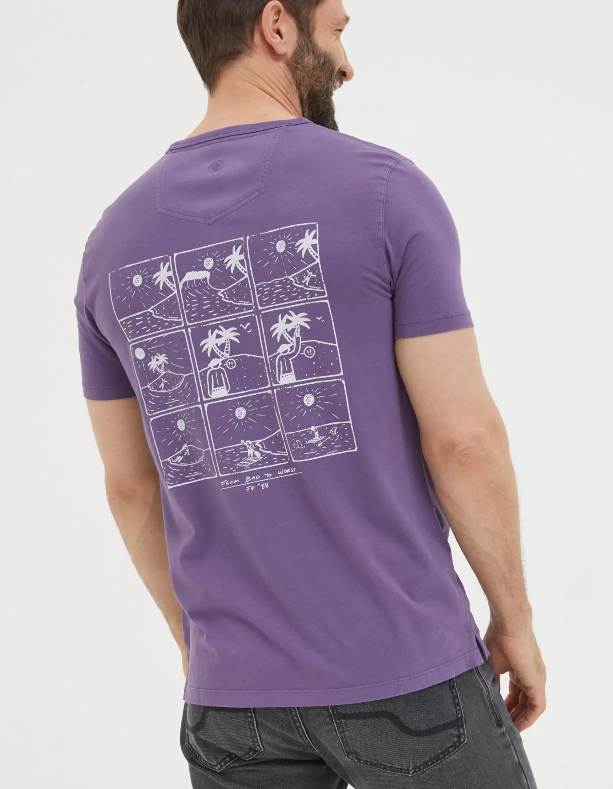 FatFace From Bad To Worse T-Shirt Purple Outlet