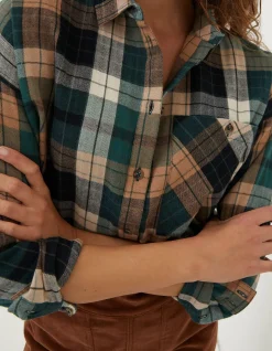 FatFace Frome Relaxed Check Shirt Dark Green Best