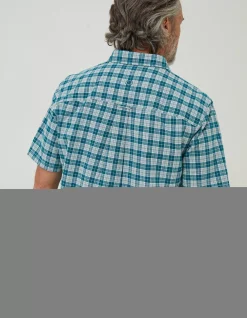 FatFace Galston Check Shirt Teal Green Clearance
