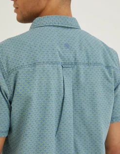 FatFace Geo Indigo Print Shirt Green New