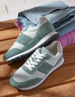 FatFace Georgia Colour Block Runner Trainers Green Outlet