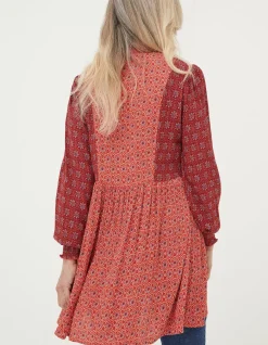 FatFace Gerry Craft Geo Tunic Raspberry Red Clearance