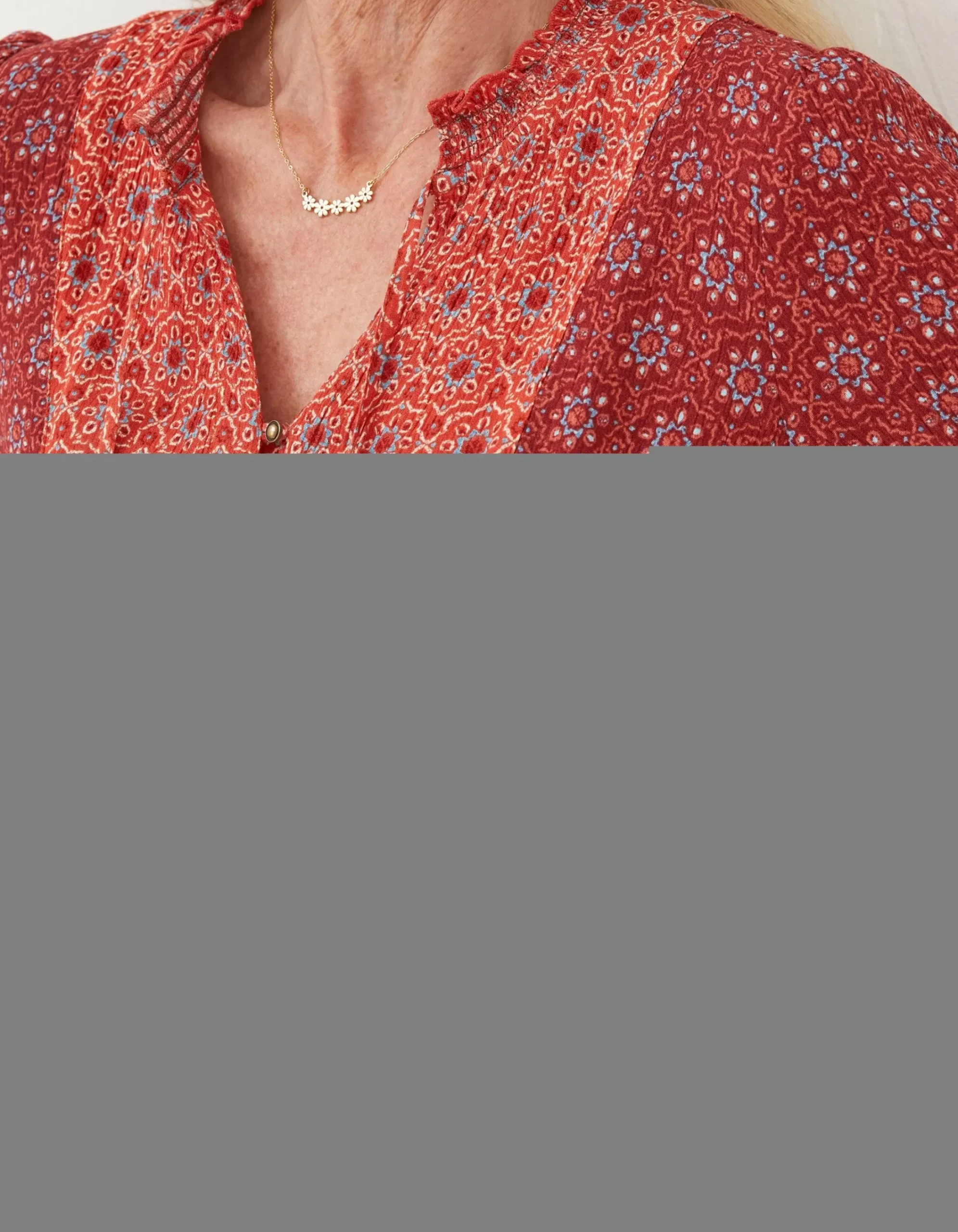 FatFace Gerry Craft Geo Tunic Raspberry Red Clearance