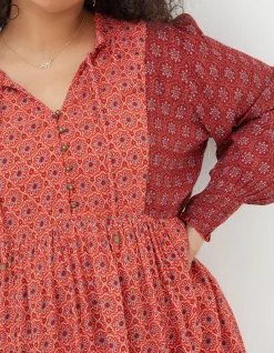FatFace Gerry Craft Geo Tunic Raspberry Red Clearance