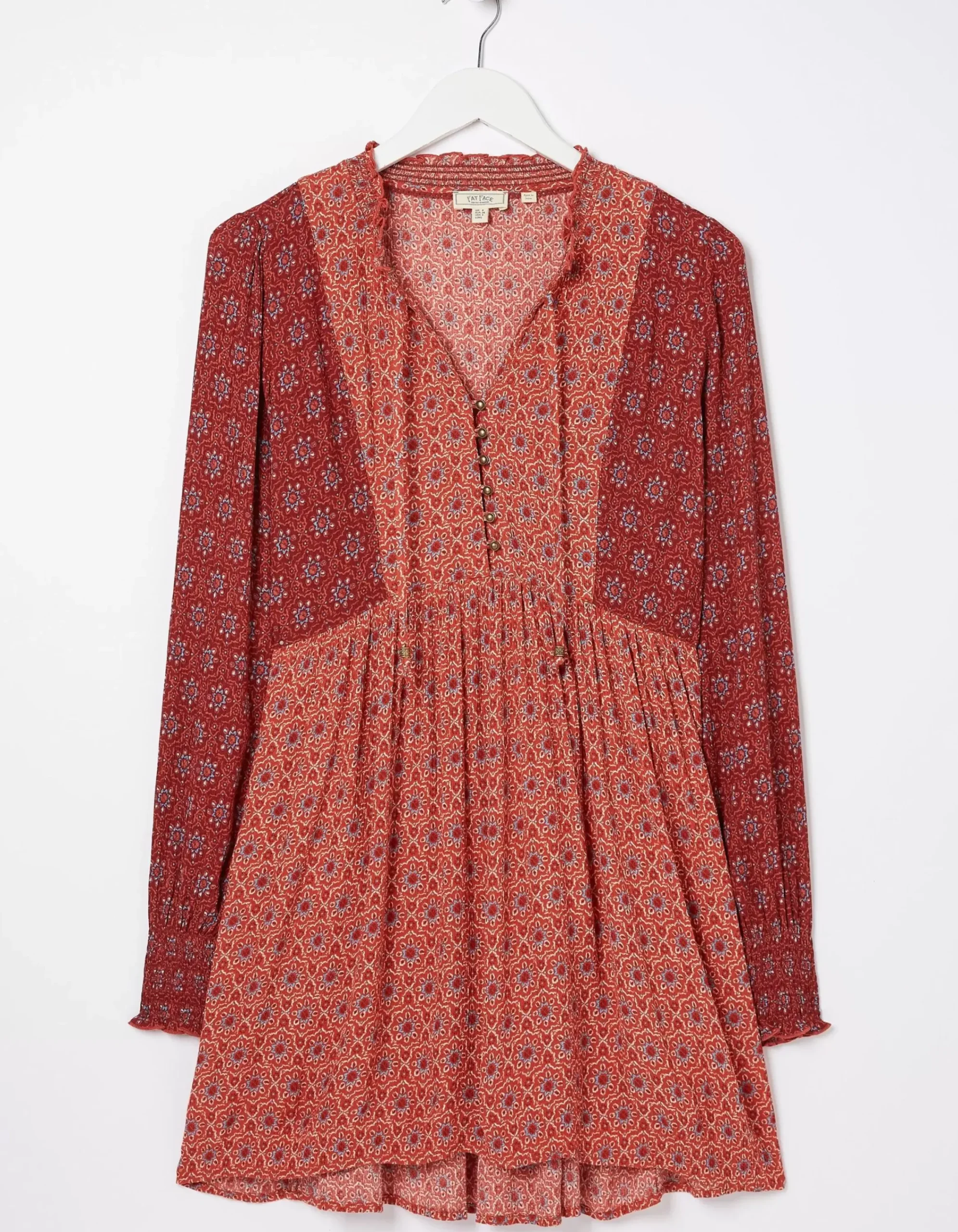 FatFace Gerry Craft Geo Tunic Raspberry Red Clearance