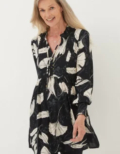 FatFace Gerry Twilight Leaves Tunic Black