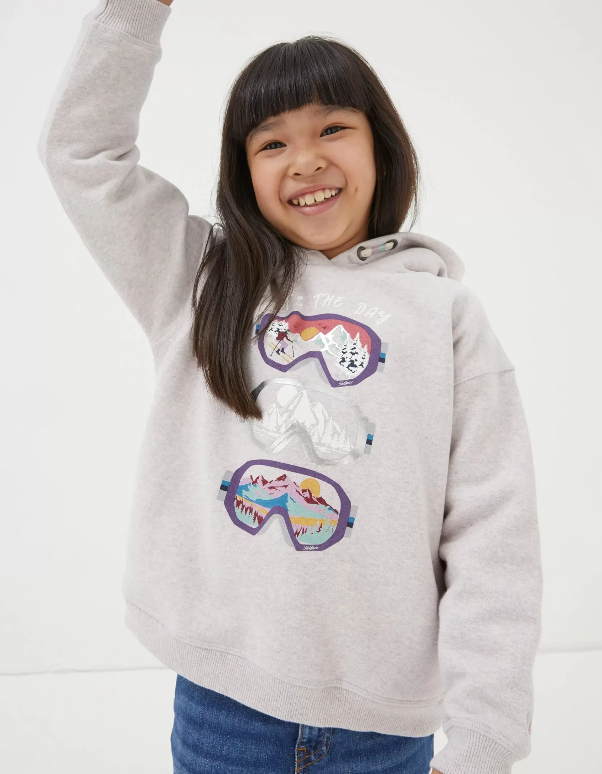 FatFace Goggles Popover Sweat Hoodie Lilac Sale