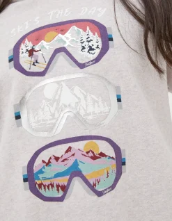 FatFace Goggles Popover Sweat Hoodie Lilac Sale