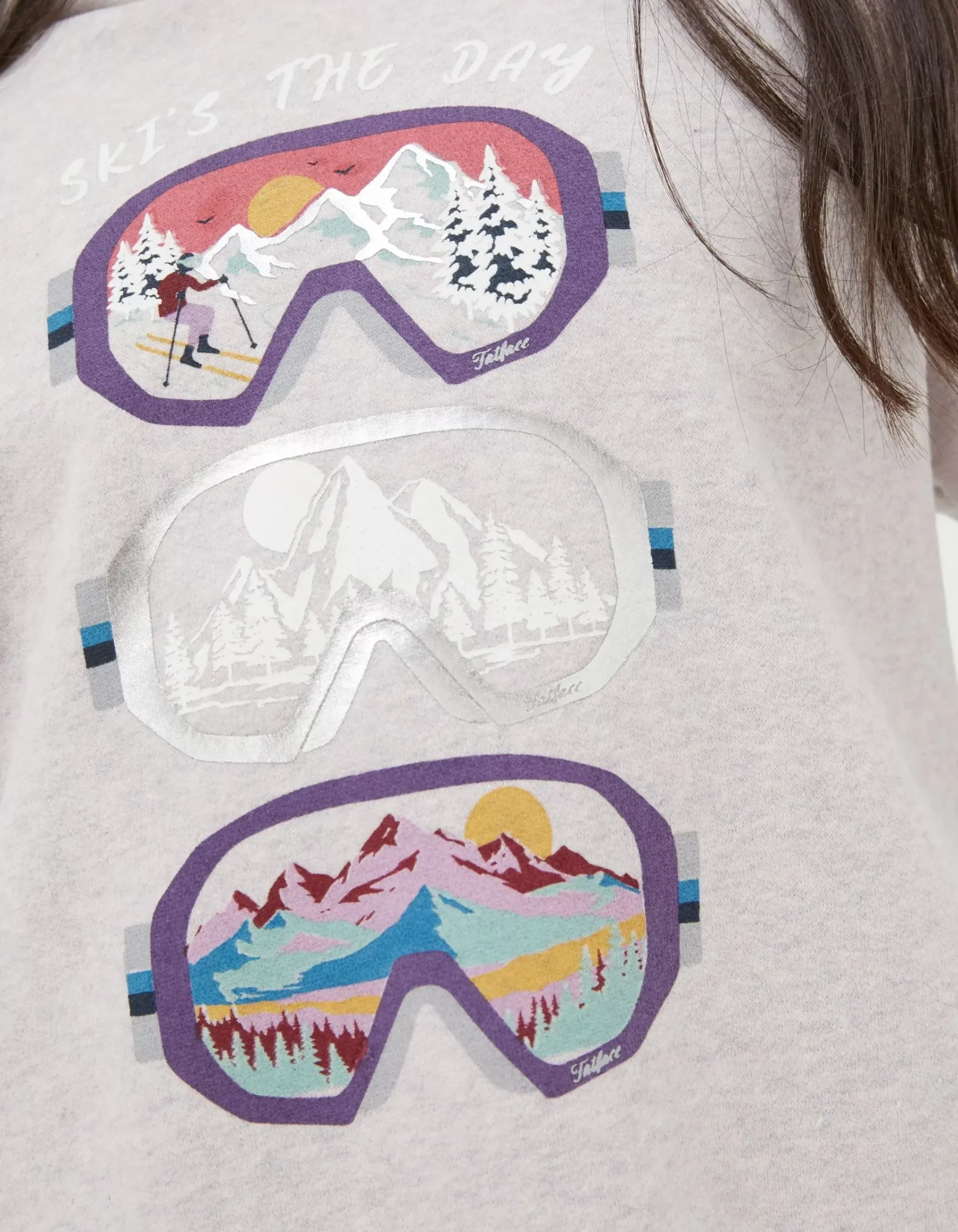 FatFace Goggles Popover Sweat Hoodie Lilac Sale