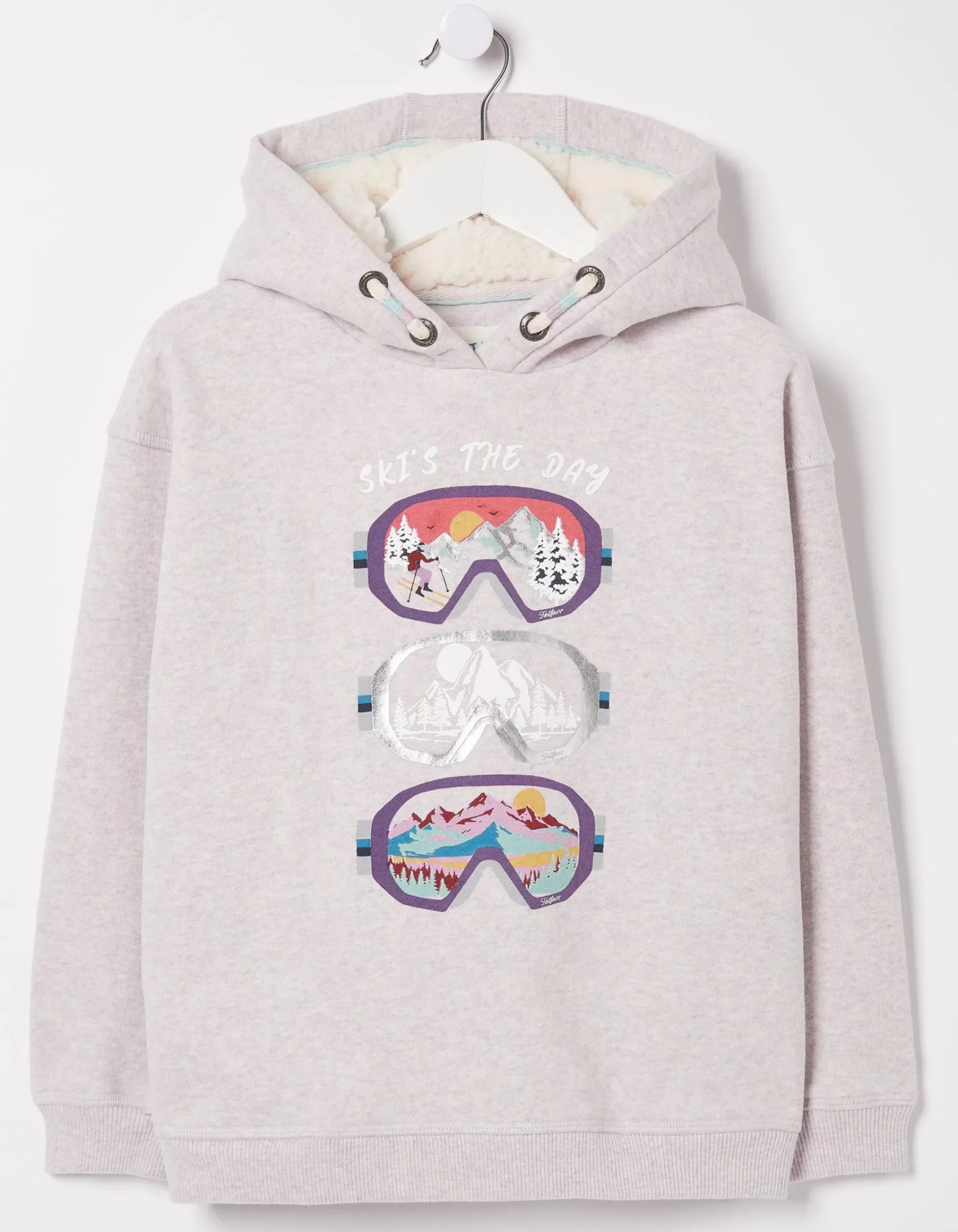 FatFace Goggles Popover Sweat Hoodie Lilac Sale