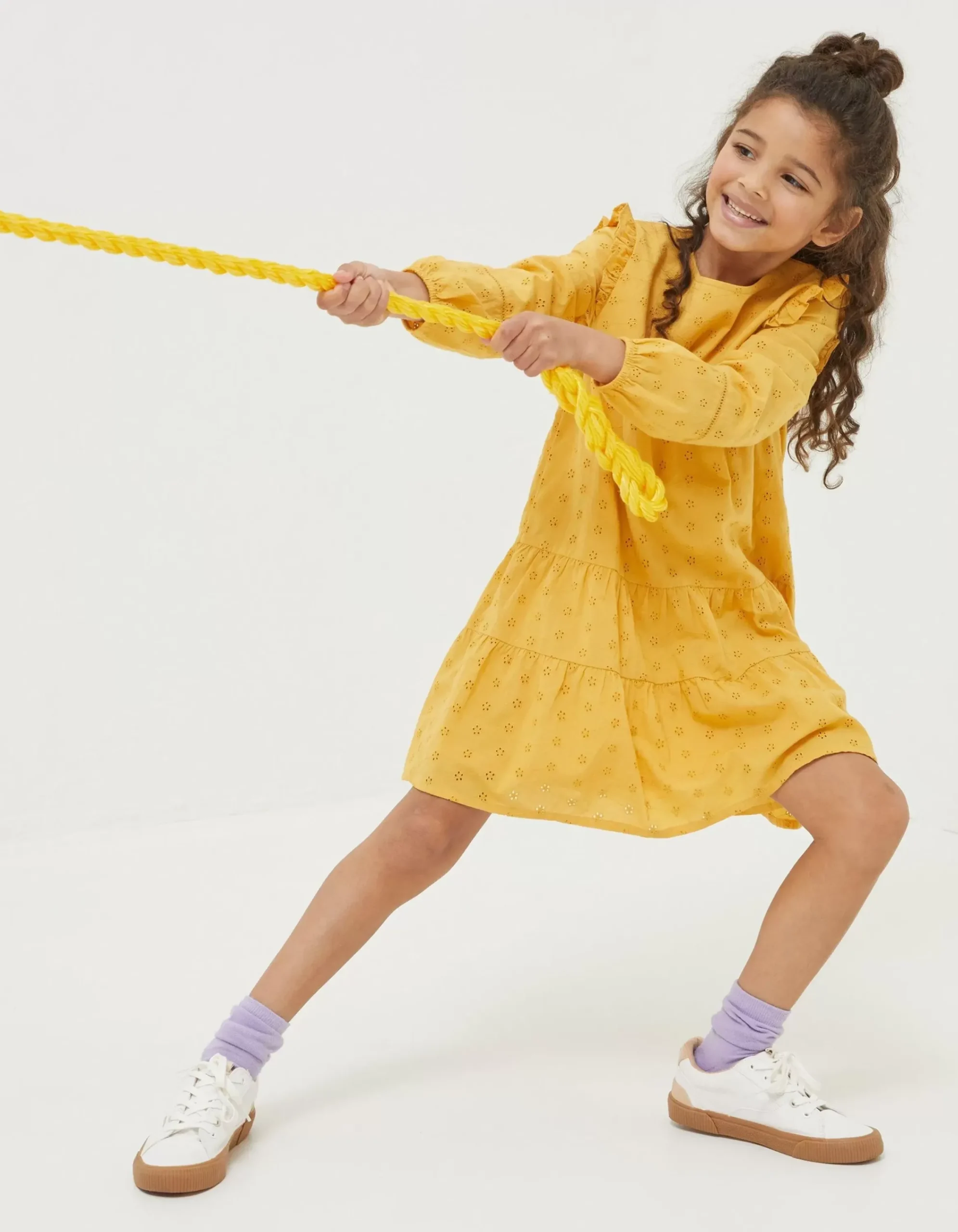 FatFace Grace Broderie Dress Golden Yellow Online
