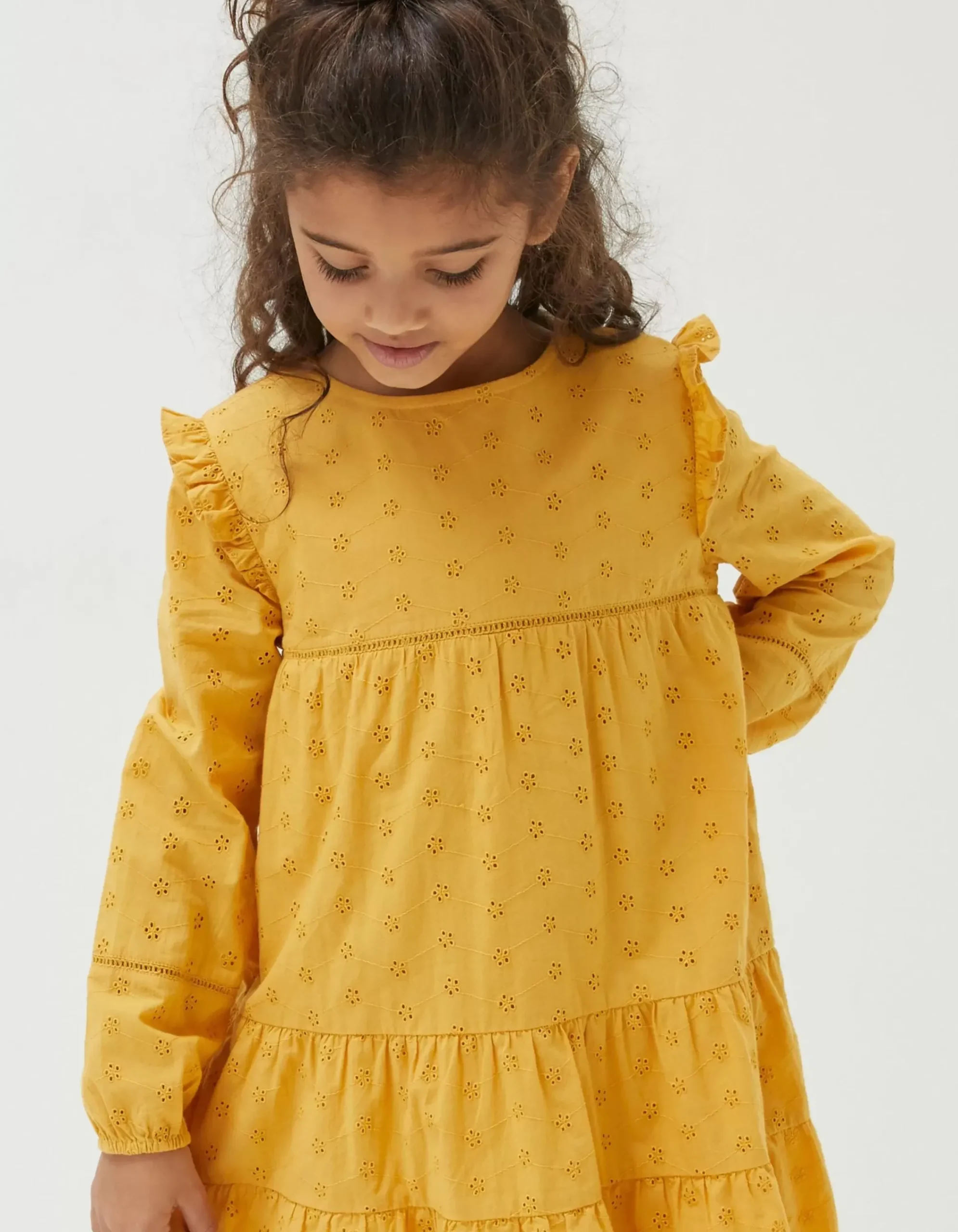 FatFace Grace Broderie Dress Golden Yellow Online