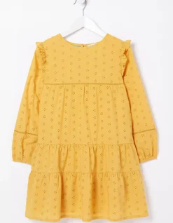 FatFace Grace Broderie Dress Golden Yellow Online