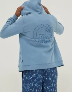 FatFace Graphic Zip Through Hoodie Blue Discount
