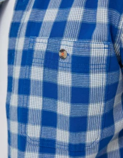 FatFace Grid Check Shirt Cobalt Blue Outlet