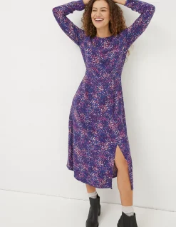 FatFace Haldon Layered Spot Midi Dress Navy Hot