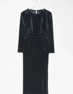 FatFace Haldon Velvet Midi Dress Dark Navy