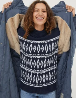 FatFace Harley Long Puffer Coat Dusky Blue Best