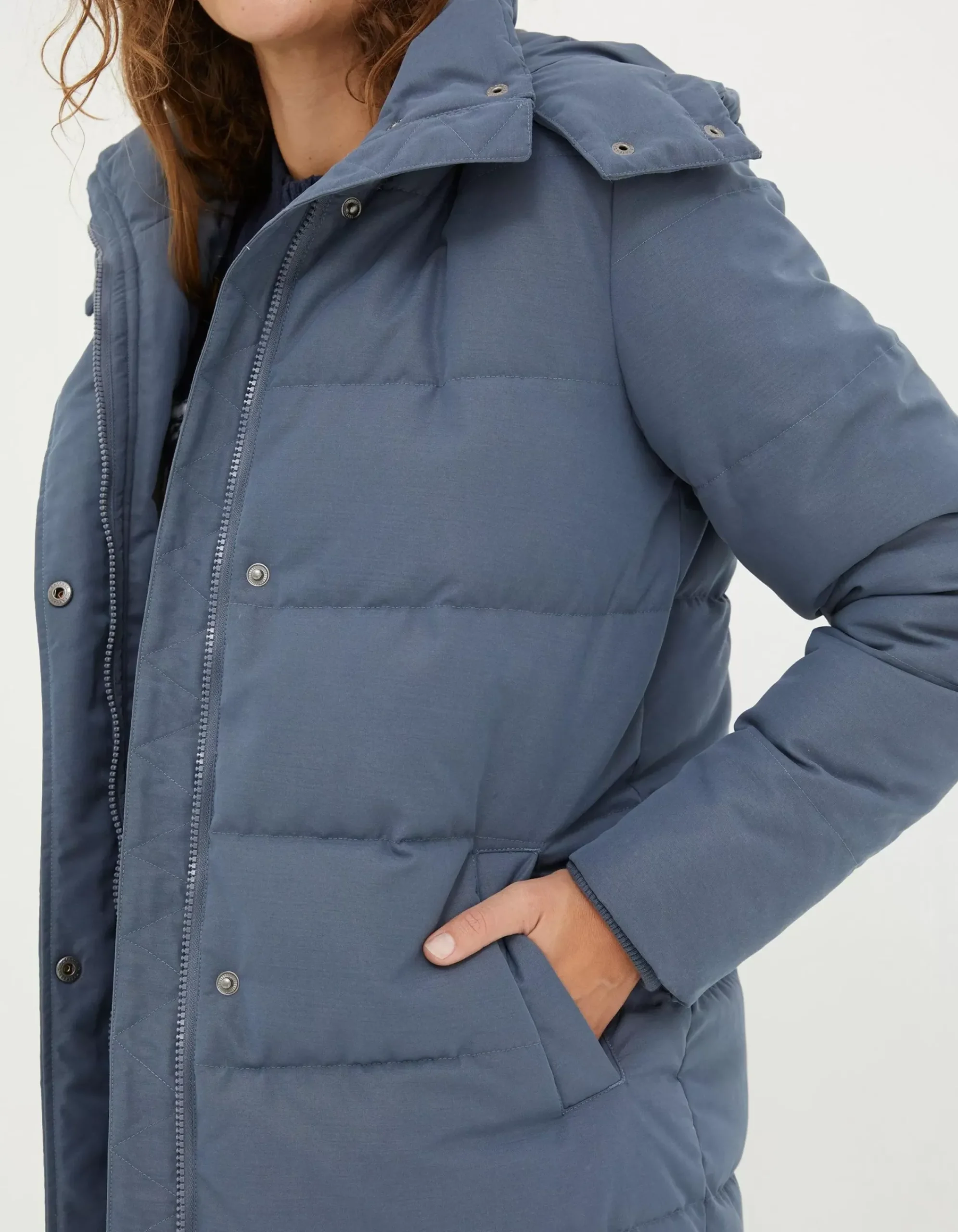 FatFace Harley Long Puffer Coat Dusky Blue Best