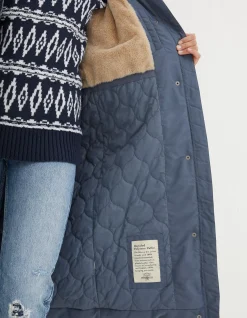 FatFace Harley Long Puffer Coat Dusky Blue Best