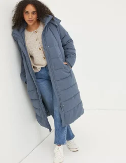 FatFace Harley Long Puffer Coat Dusky Blue Best