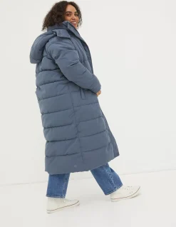 FatFace Harley Long Puffer Coat Dusky Blue Best