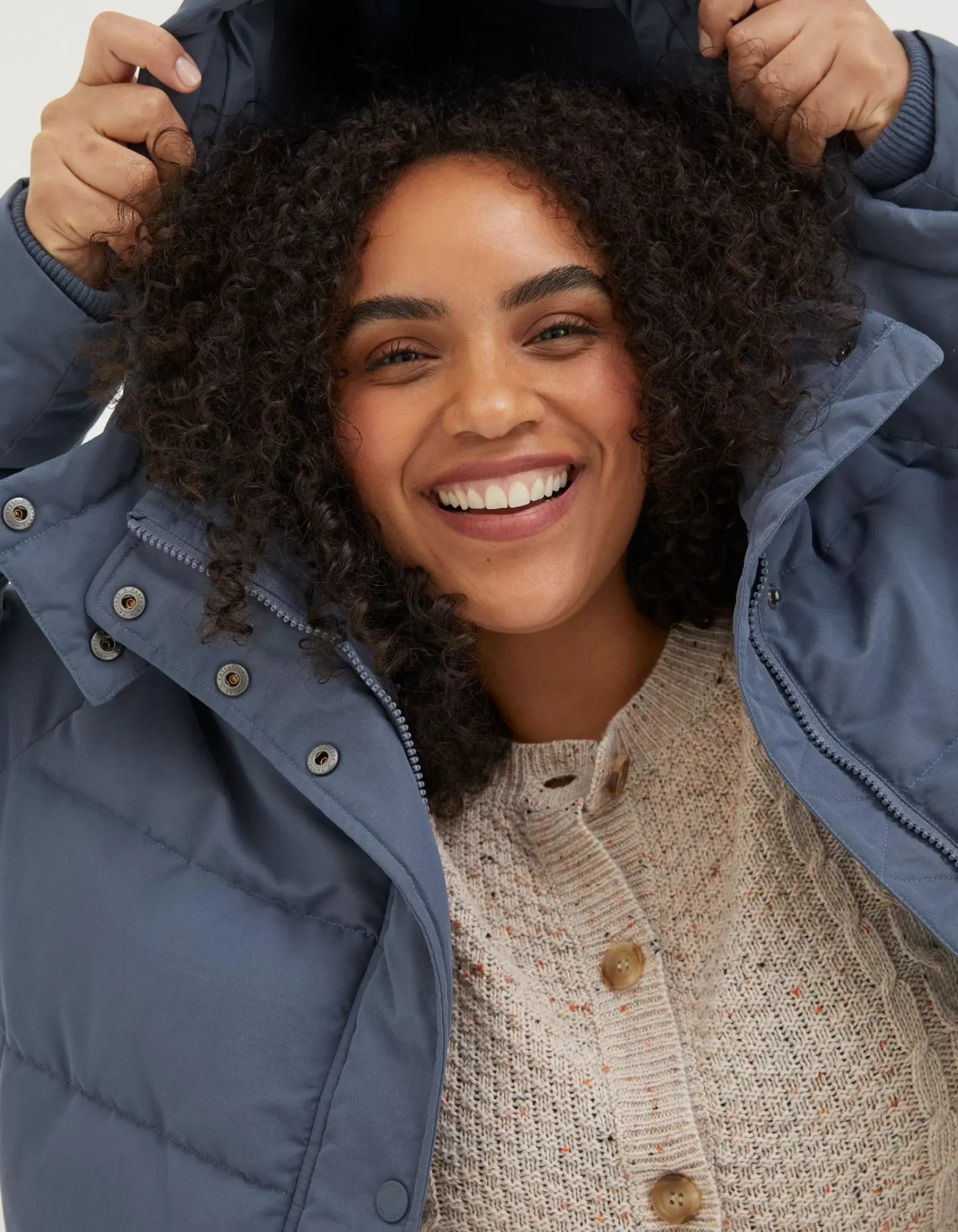 FatFace Harley Long Puffer Coat Dusky Blue Best