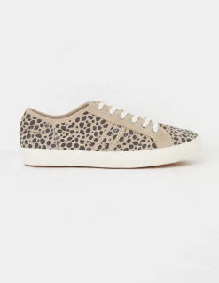 FatFace Harlow Animal Print Lace Up Trainers Natural Hot