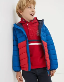 FatFace Harry Colour Block Padded Jacket Cobalt Blue Clearance