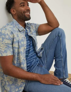 FatFace Hawaiian Print Shirt Light Blue Discount