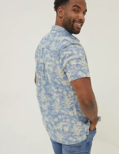 FatFace Hawaiian Print Shirt Light Blue Discount