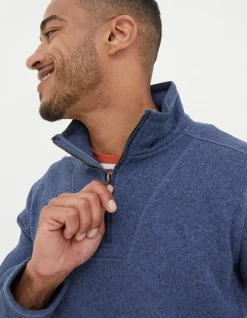 FatFace Haxby Fleece Half Neck Sweatshirt Navy Marl Best