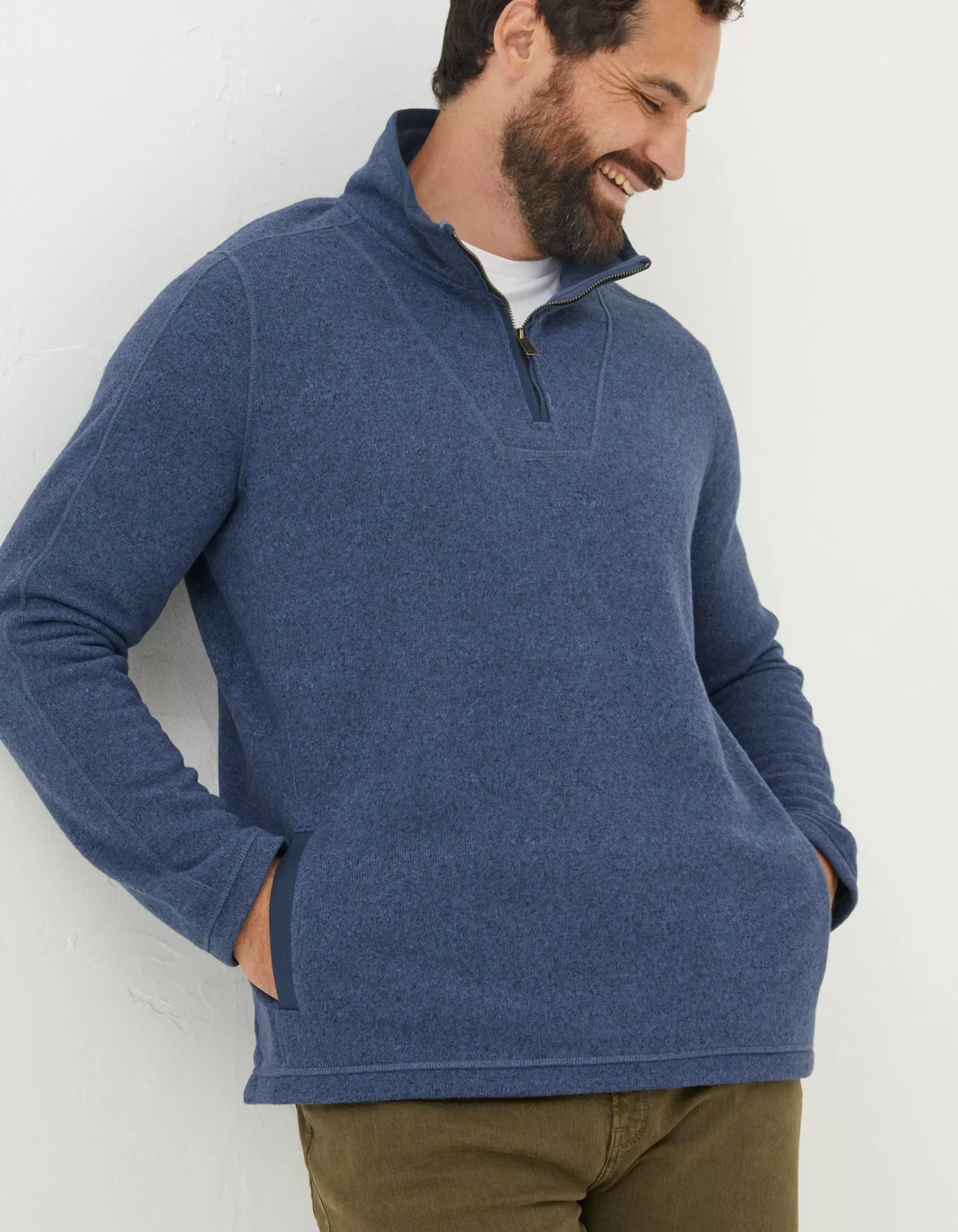 FatFace Haxby Fleece Half Neck Sweatshirt Navy Marl Best