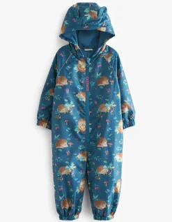 FatFace Hedgehog Print Puddlesuit Teal Green Hot