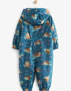 FatFace Hedgehog Print Puddlesuit Teal Green Hot
