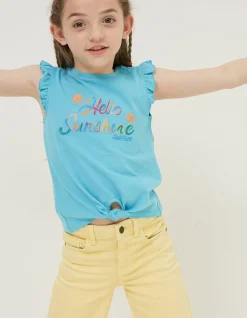 FatFace Hello Sunshine Graphic T Shirt Bright Blue Sale