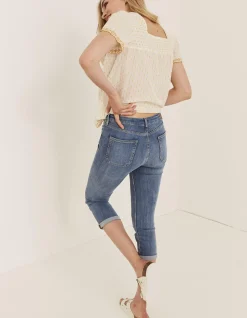 FatFace Hertford Skinny Denim Capri Crops Light Wash Discount