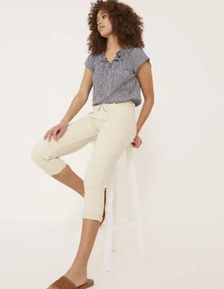 FatFace Hertford Skinny Denim Capri Crops Ecru Hot