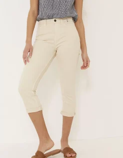FatFace Hertford Skinny Denim Capri Crops Ecru Hot