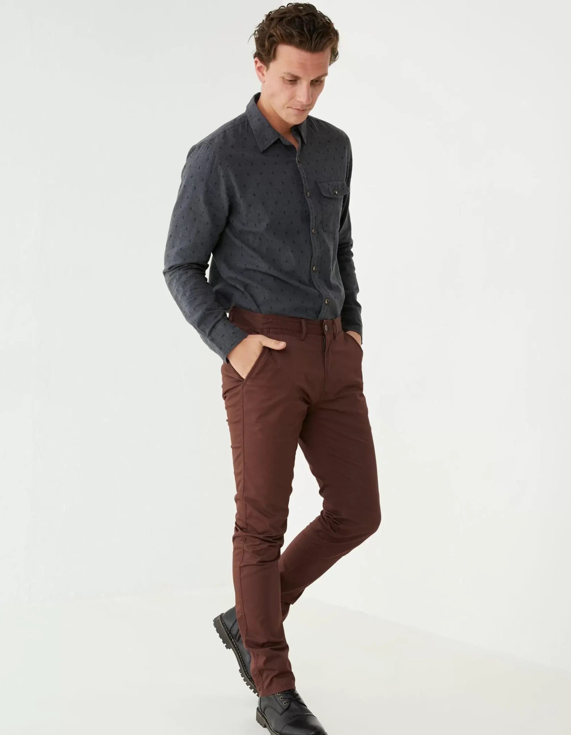 FatFace Heyshott Slim Stretch Chino Dark Brown Discount