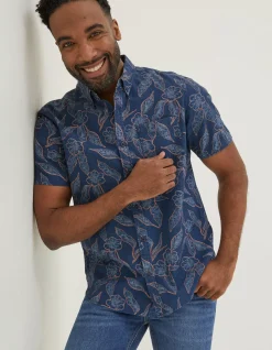 FatFace Hibiscus Print Shirt Navy Discount