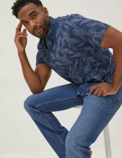 FatFace Hibiscus Print Shirt Navy Discount