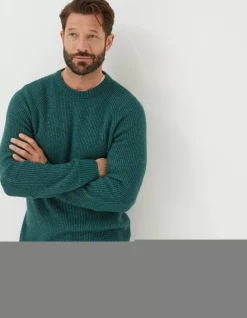 FatFace Hinton Crew Neck Jumper Jade Green Clearance