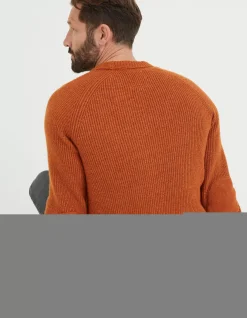 FatFace Hinton Crew Neck Jumper Orange Hot
