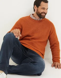 FatFace Hinton Crew Neck Jumper Orange Hot