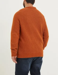 FatFace Hinton Crew Neck Jumper Orange Hot