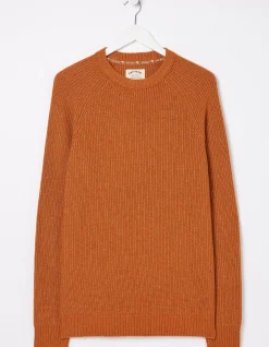 FatFace Hinton Crew Neck Jumper Orange Hot