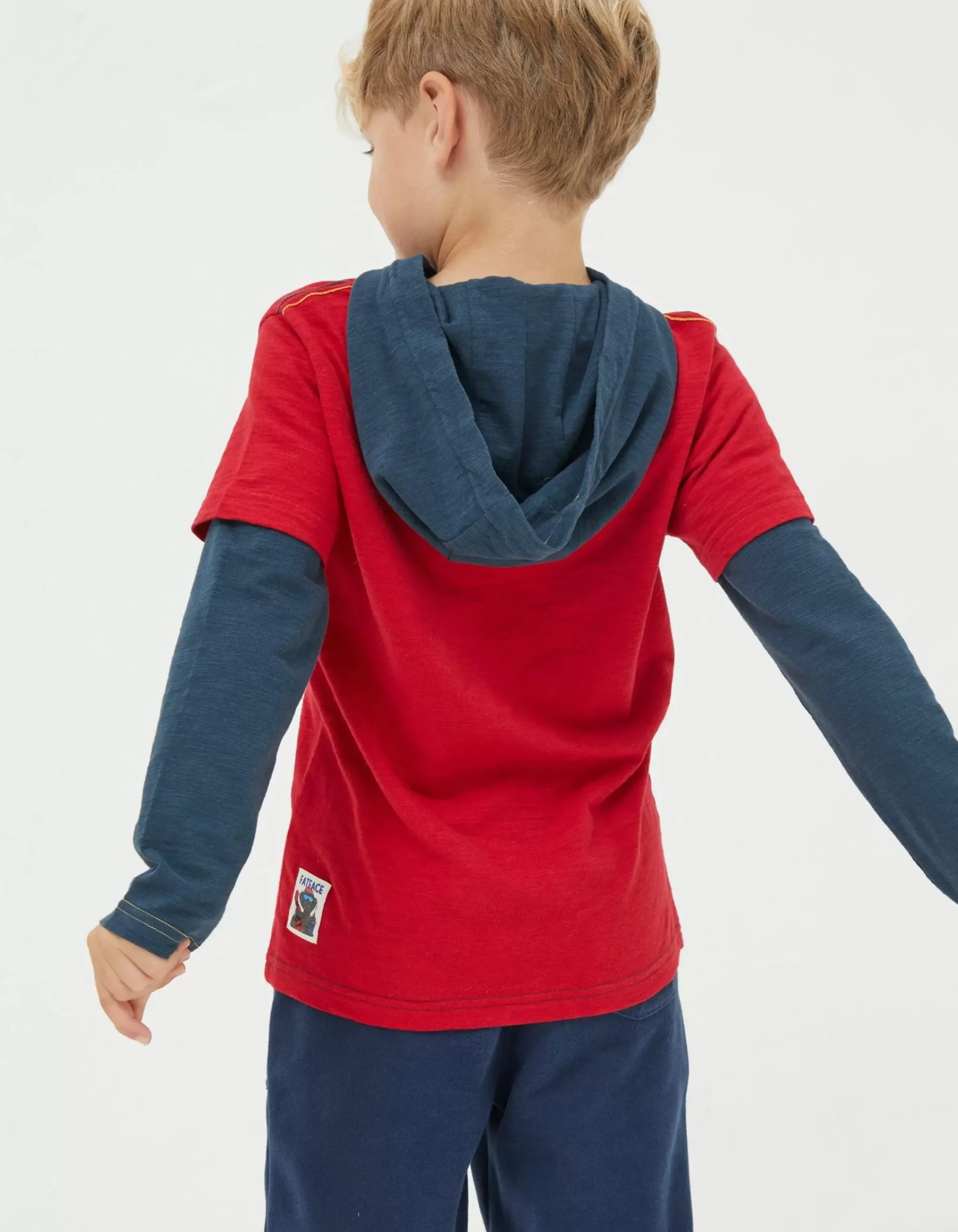 FatFace Hooded Ski Graphic T-Shirt Cherry Red Clearance