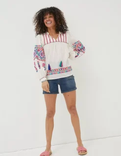FatFace Ida Embroidered Blouse Ivory Discount