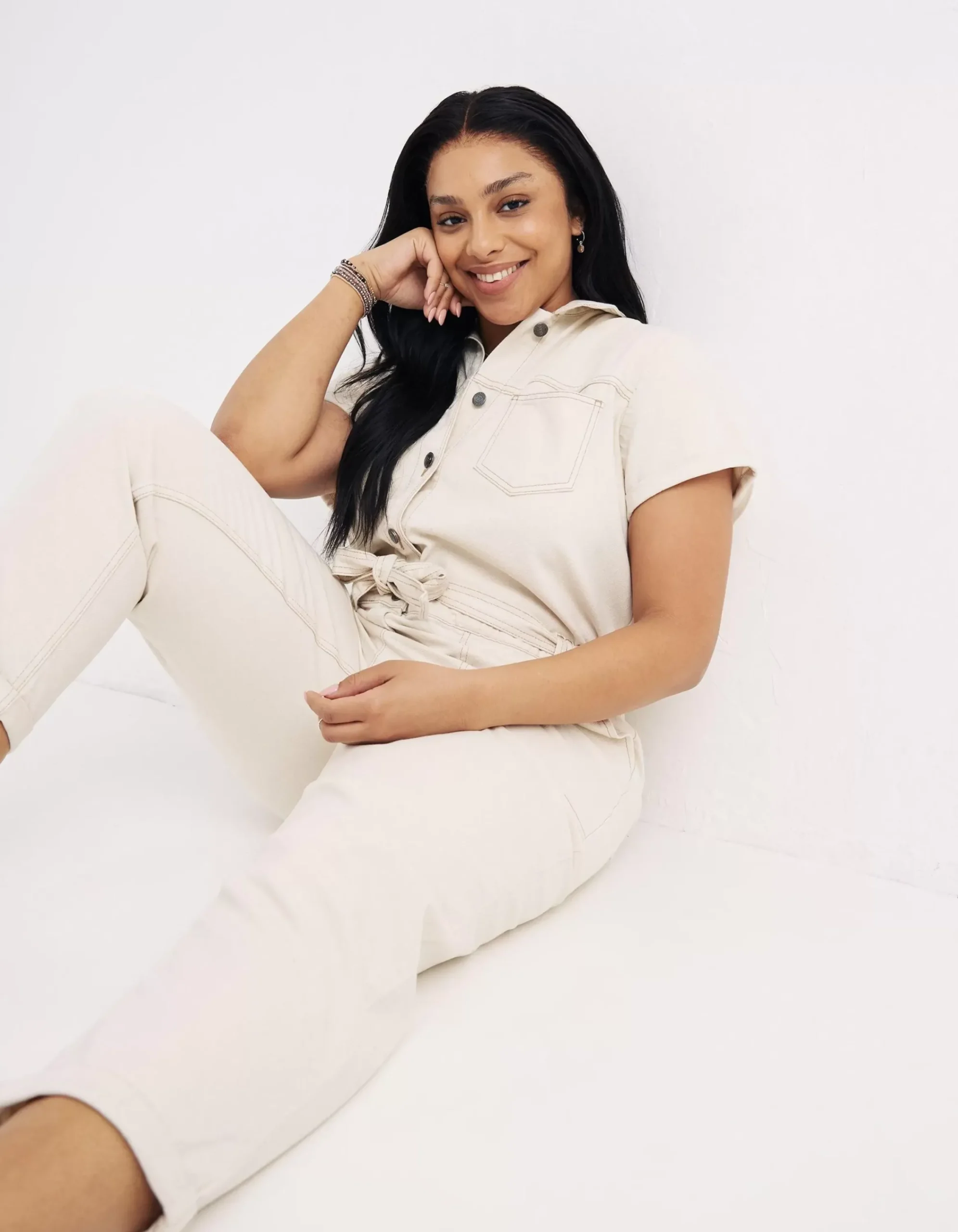 FatFace Imogen Boilersuit Ecru Discount